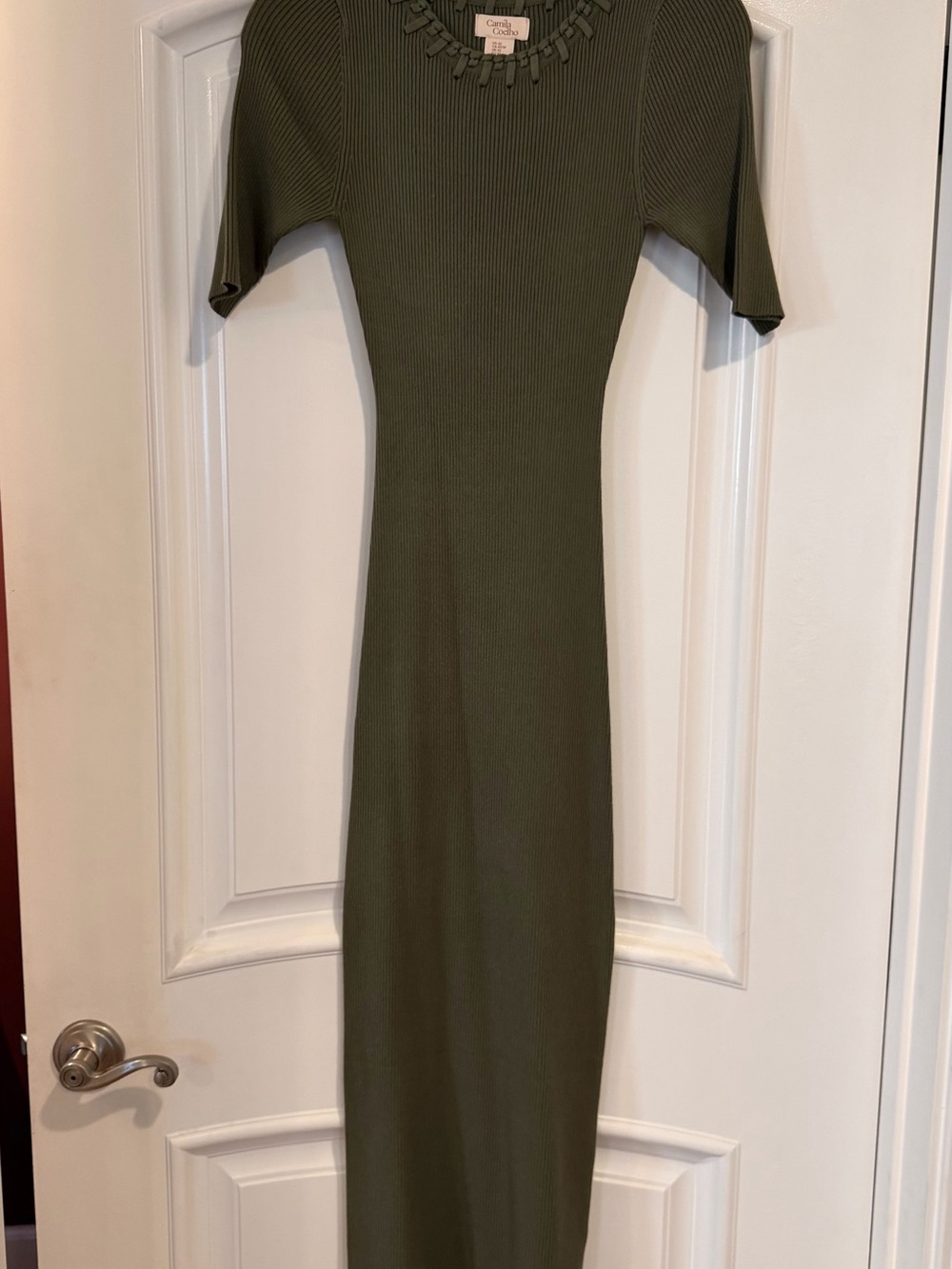 Camila Coelho Olive Ribbed Midi Dress